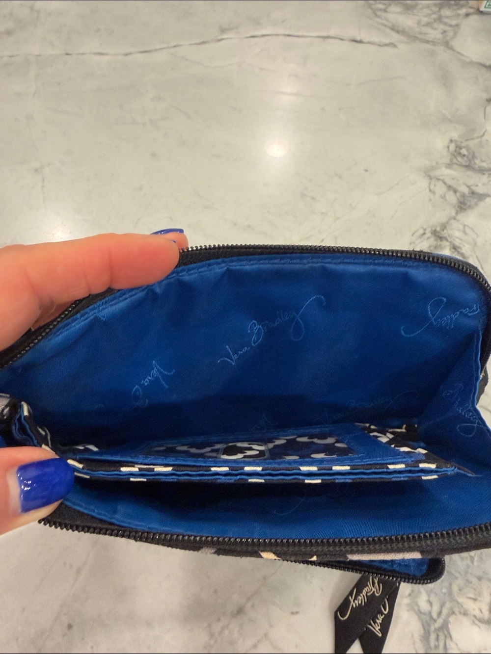 Vera Bradley Zip-Around Wallet Wristlet Black Gray Blue Floral EUC - Picture 5 of 10